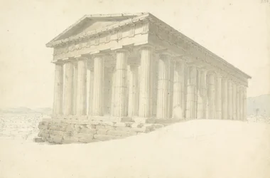 Tempel, aus einer Sammlung von Zeichnungen aus einem Skizzenbuch: in vier Stoffboxen, Rücken beschriftet Kontinentale Zeichnungen, 1802-04
